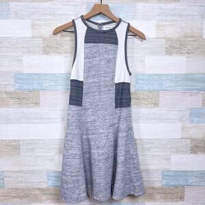 Athleta Derek Lam Downtown French Terry Mini Dress Gray Colorblock Womens XS